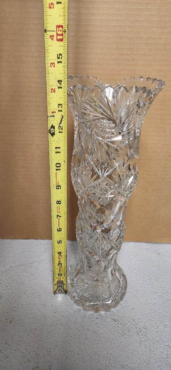 Sale Photo Thumbnail #98: Mammoth vase. Holy crow...beautifully cut crystal probably Czech