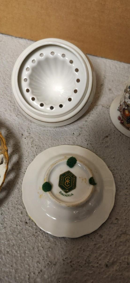 Sale Photo Thumbnail #112: Sweet lot of teacups, a special little reamer, fancy ashtray, darling bell