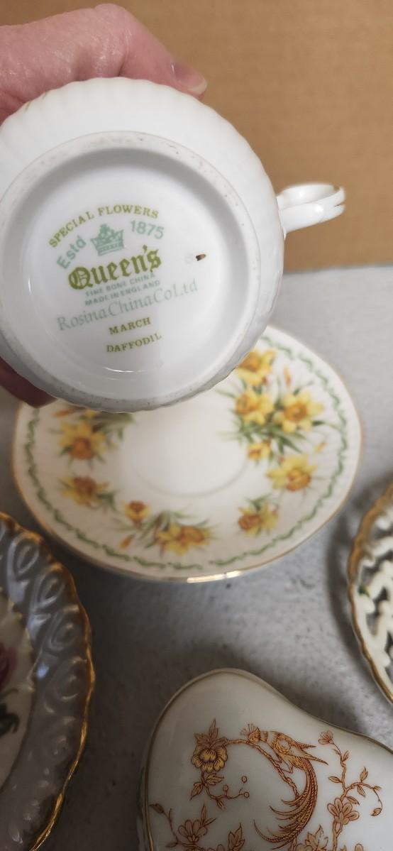 Sale Photo Thumbnail #108: Sweet lot of teacups, a special little reamer, fancy ashtray, darling bell
