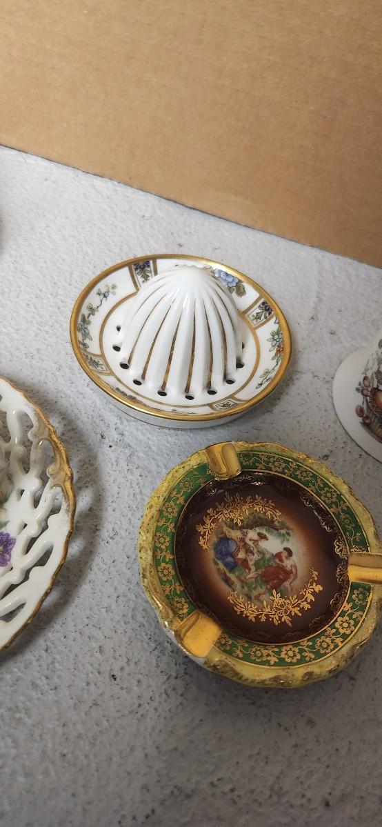 Sale Photo Thumbnail #111: Sweet lot of teacups, a special little reamer, fancy ashtray, darling bell