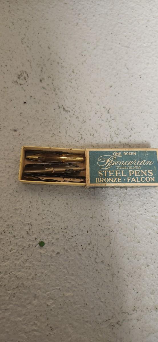 Sale Photo Thumbnail #137: Pair of ladies writing pens that are mother of pearl and gold. MoP letter opener with silver handle.