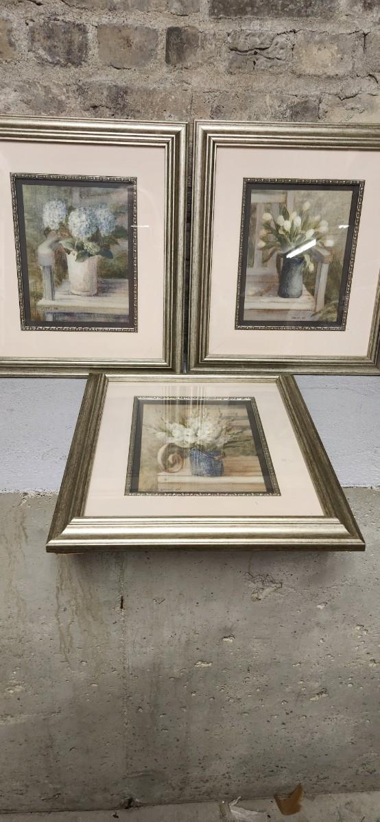 Sale Photo Thumbnail #233: Nice set of framed florals.