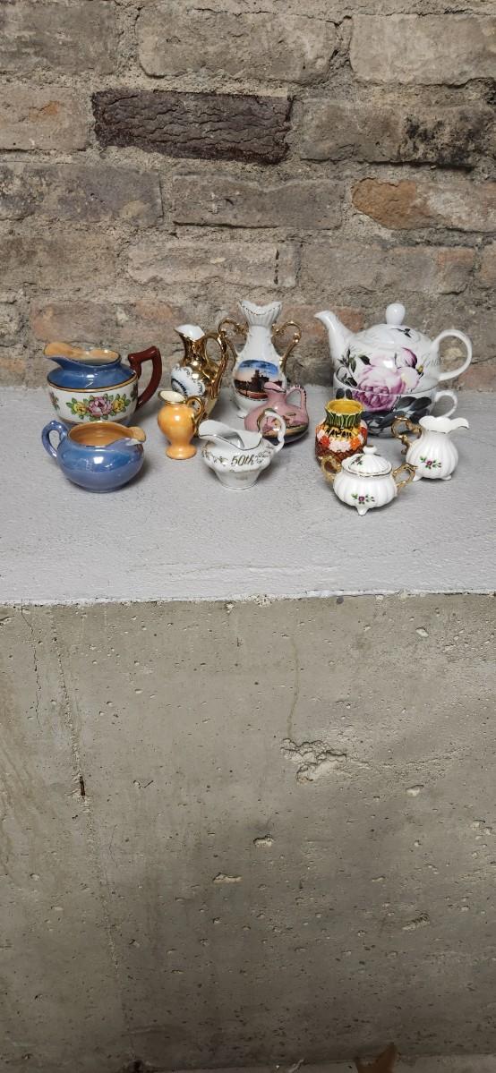 Sale Photo Thumbnail #280: Cute lot of vessels and pitchers, even a personal teapot and cup
