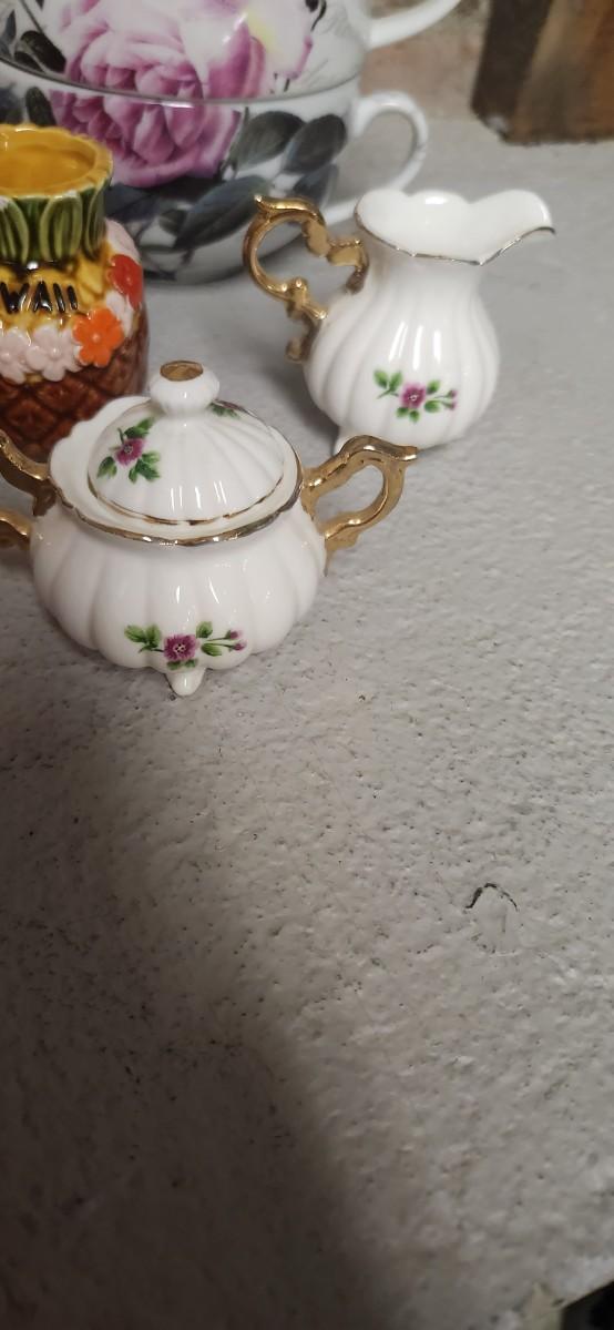 Sale Photo Thumbnail #289: Cute lot of vessels and pitchers, even a personal teapot and cup