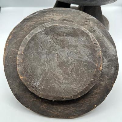 Hand-Carved African Style Wooden Lidded Vessel