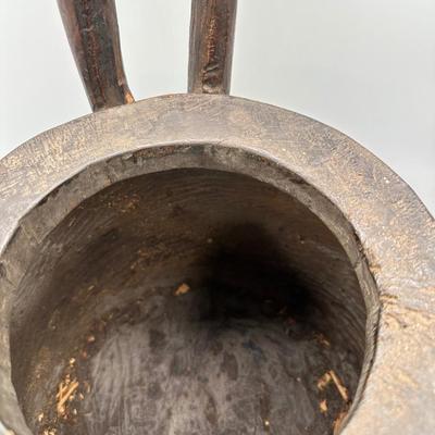 Hand-Carved African Style Wooden Lidded Vessel