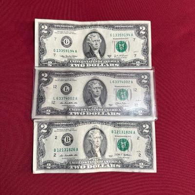 2003, 2009, 2013 $2 DOLLAR BILLS