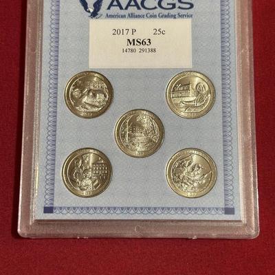 2018 AMERICA THE BEAUTIFUL QUARTERS UNCIRCULATED COIN SET AND GRADED MS63 2017 P-MINT QUARTERS