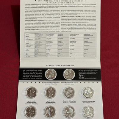 2018 AMERICA THE BEAUTIFUL QUARTERS UNCIRCULATED COIN SET AND GRADED MS63 2017 P-MINT QUARTERS