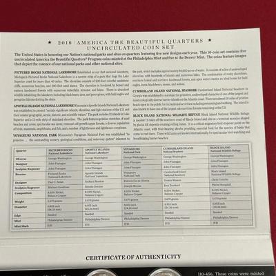 2018 AMERICA THE BEAUTIFUL QUARTERS UNCIRCULATED COIN SET AND GRADED MS63 2017 P-MINT QUARTERS