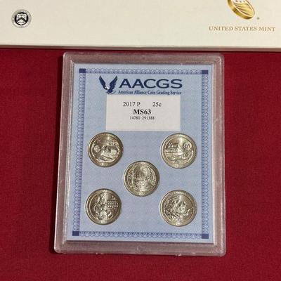 2018 AMERICA THE BEAUTIFUL QUARTERS UNCIRCULATED COIN SET AND GRADED MS63 2017 P-MINT QUARTERS