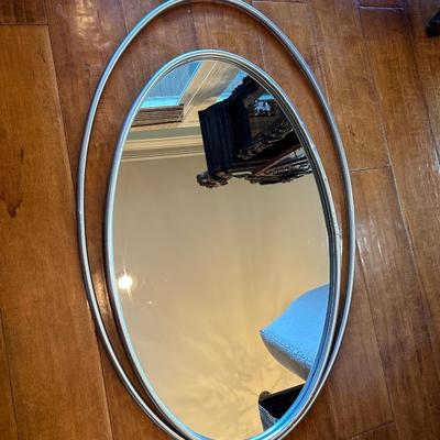 Oval Wall Mirror with Double Metal Frame