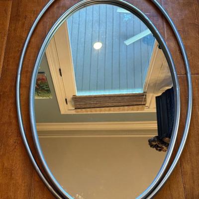 Oval Wall Mirror with Double Metal Frame