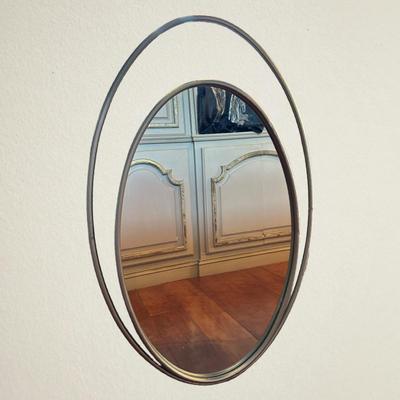 Oval Wall Mirror with Double Metal Frame