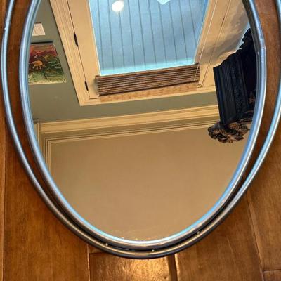 Oval Wall Mirror with Double Metal Frame