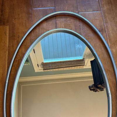 Oval Wall Mirror with Double Metal Frame