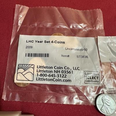 COIN CONTAINER OF BUFFALO NICKELS, 2009 PENNIES, 2014 S-MINT QUARTER, 2017 QUARTER, 1943 STEEL PENNY AND 3-1940’s NICKELS