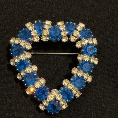 Vintage Blue Heart Pin