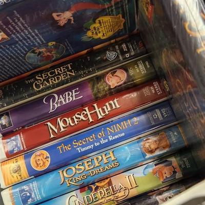 2 totes of VHS tapes