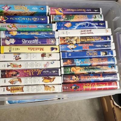 2 totes of VHS tapes