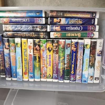2 totes of VHS tapes
