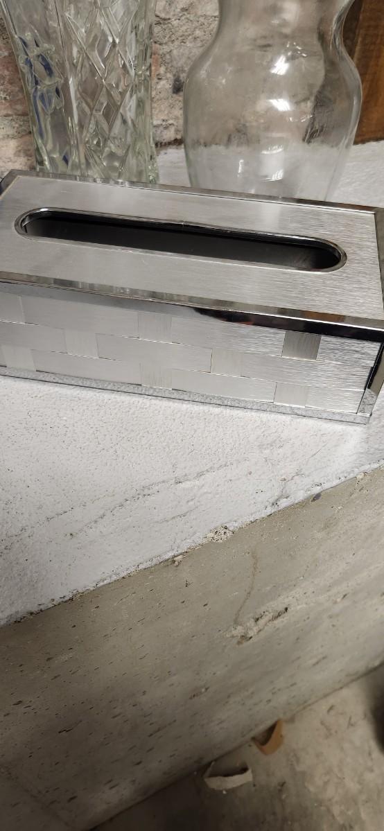 Sale Photo Thumbnail #350: Interesting lot of misc stuff. Waste basket and tissue holder are quite nice