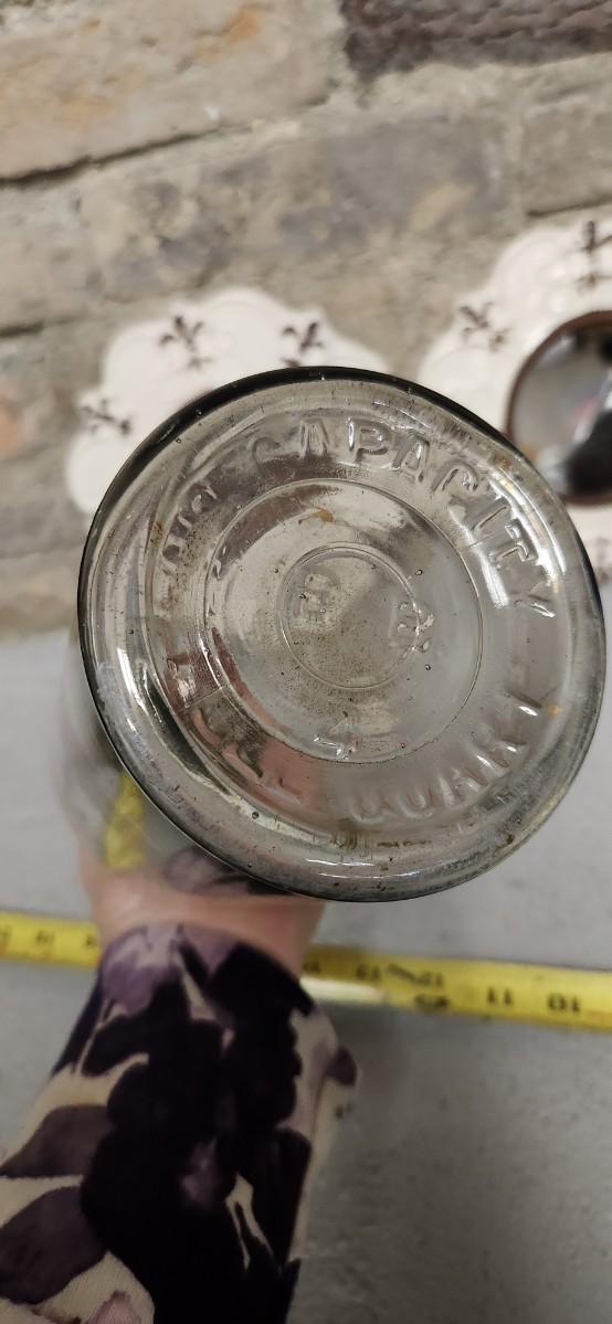 Sale Photo Thumbnail #370: A couple little mirrors, a quart bottle, 2 handleless tea cups and more