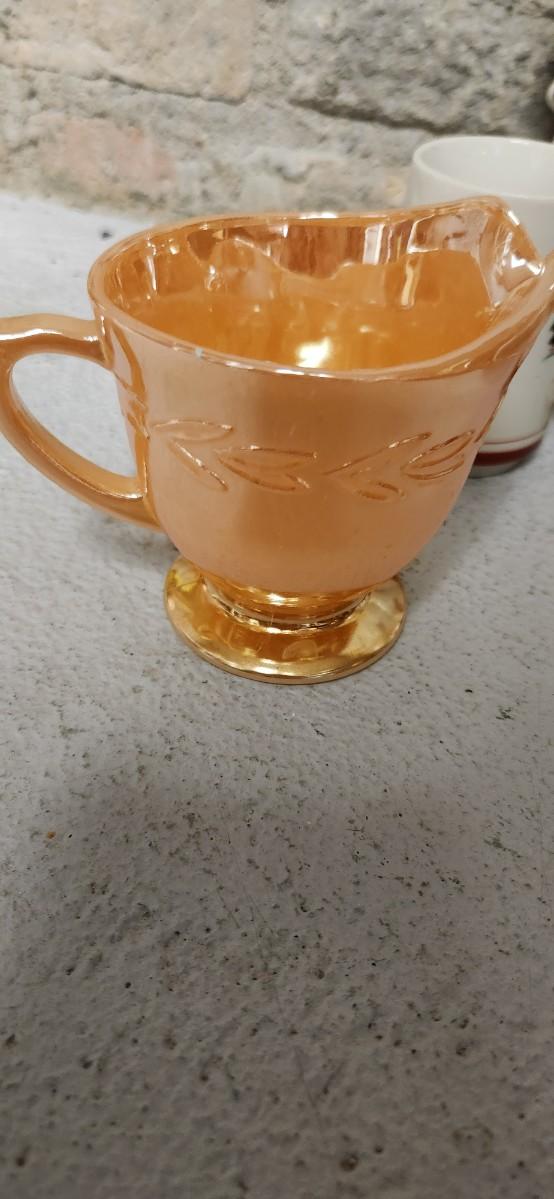 Sale Photo Thumbnail #365: A couple little mirrors, a quart bottle, 2 handleless tea cups and more