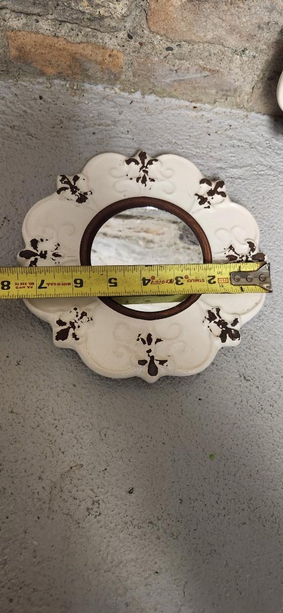 Sale Photo Thumbnail #371: A couple little mirrors, a quart bottle, 2 handleless tea cups and more