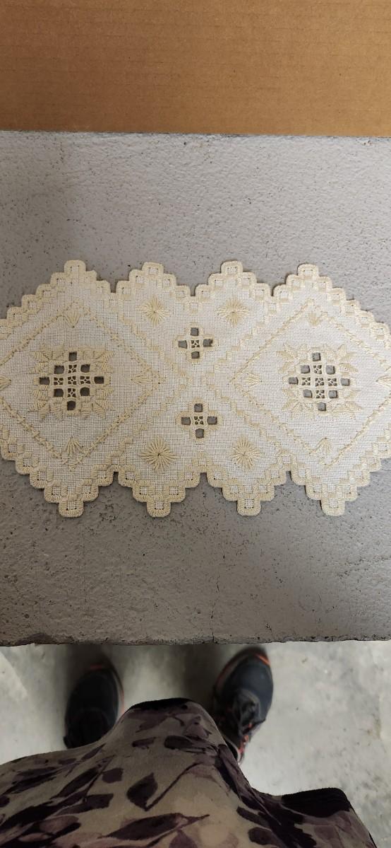 Sale Photo Thumbnail #376: Sweet Atlantis bud vase and a great piece of hardanger