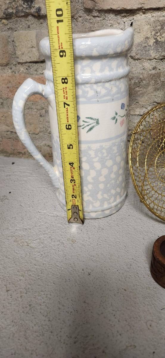 Sale Photo Thumbnail #389: Set of Golden forks, a big spider, brass dipper, wooden napkin rings and a pitcher
