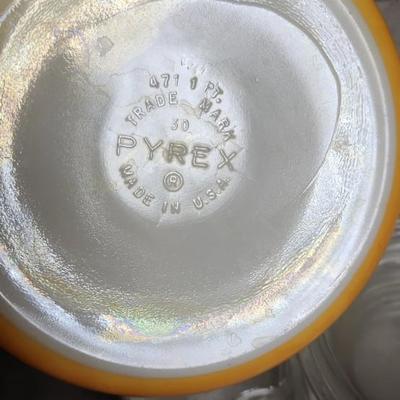 Pyrex, corelle and awesome vintage sauce pan