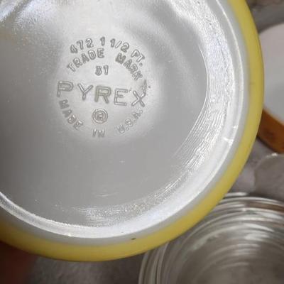Pyrex, corelle and awesome vintage sauce pan