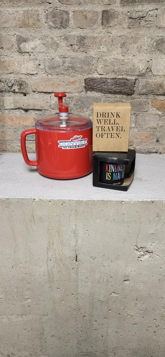 Sale Photo Thumbnail #427: New crank ice cream maker. New tea steeper cup and a new medora mug