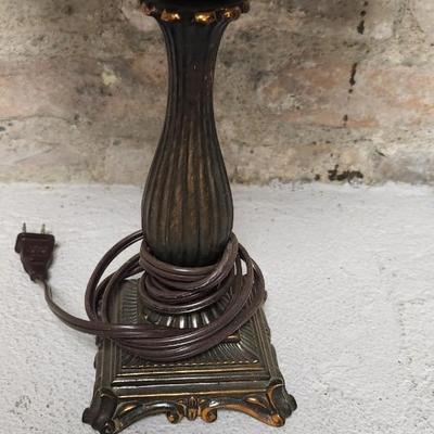 Lamp, huge black glass vase lot