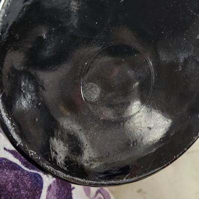 Lamp, huge black glass vase lot