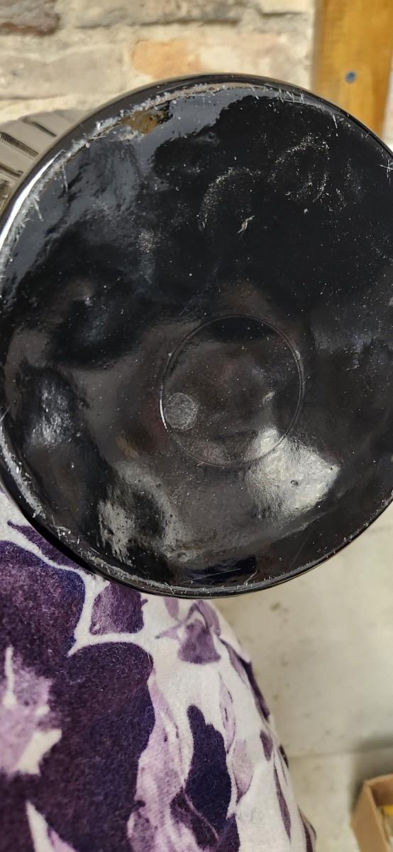 Sale Photo Thumbnail #438: Sweet little lamp, huge black glass vase, white jug and silver ceramic vase