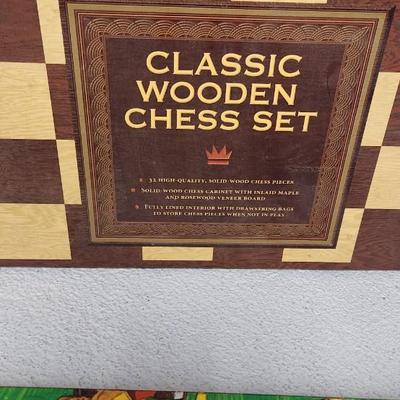 Vintage toy tool box and chess set