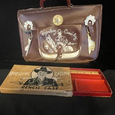 HOPALONG CASSIDY PENCIL CASE AND VINYL BAG