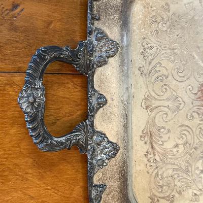 Pair Silverplate Serving Trays – Grape & Leaf Detail