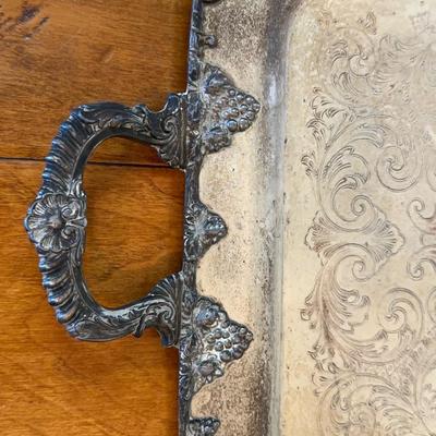 Pair Silverplate Serving Trays – Grape & Leaf Detail