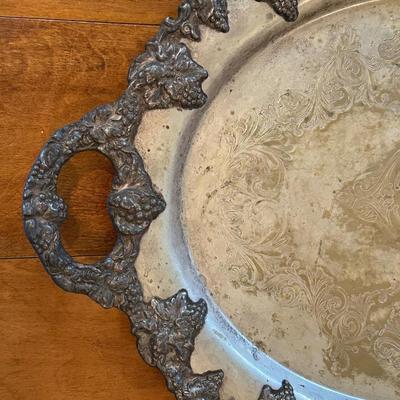 Pair Silverplate Serving Trays – Grape & Leaf Detail