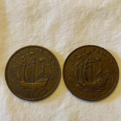 1947 AND 1952 BRITISH HALF PENNIES