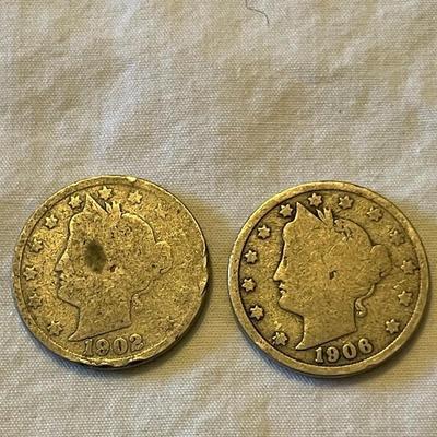 1902 AND 1906 LIBERTY HEAD NICKELS
