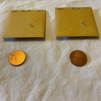 2 UNC BLANK PENNIES