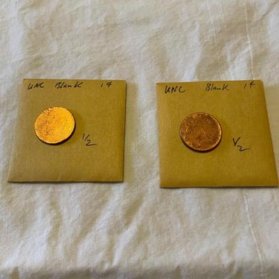 2 UNC BLANK PENNIES