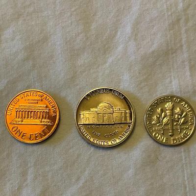 UNC PENNY, NICKEL AND DIME