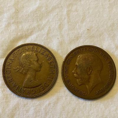 1958 AND 1921 BRITISH HALF PENNIES