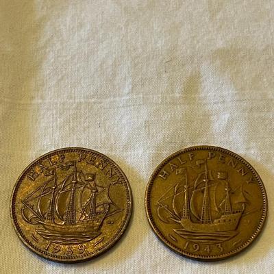 1943 AND 1959 BRITISH HALF PENNIES
