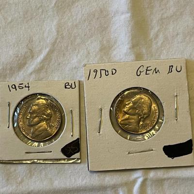 1950-D AND 1954 UNC NICKELS
